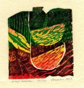 Leafcatcher, Woodcut Print